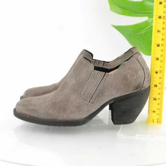 Born Womens Fredrika Boots Size 8.5 Gray Distressed Suede Bootie Mid Block Heel - Picture 5 of 12